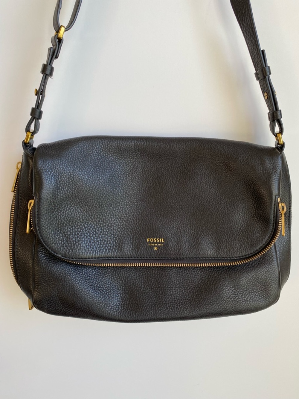 Fossil Pebbled Leather Medium Flap Fold Over Preston Crossbody Bag